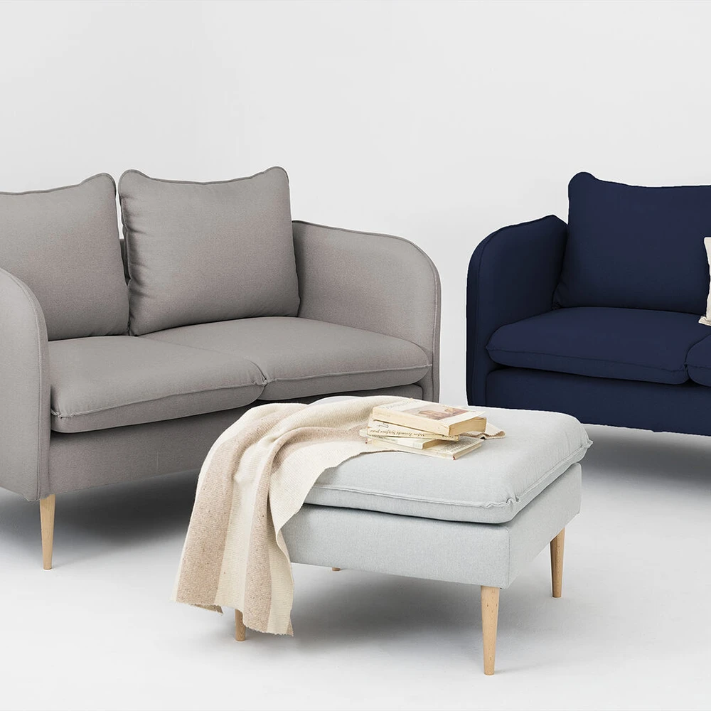 Customform Sofa, POSH WOOD 2 vietų, 89x145x90 cm, Pilka