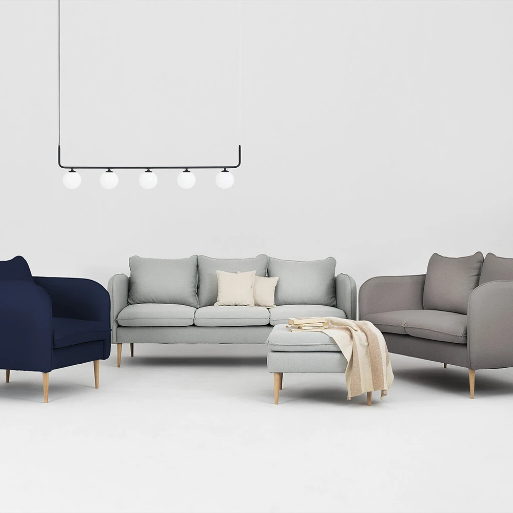 Customform Sofa, POSH WOOD 2 vietų, 89x145x90 cm, Pilka