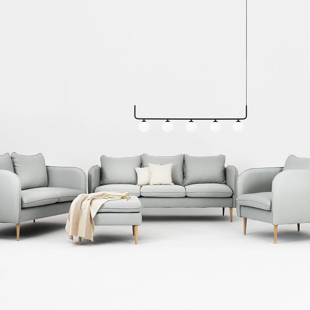 Customform Sofa, POSH WOOD 3 vietų, 89x205 cm, Platininė pilka