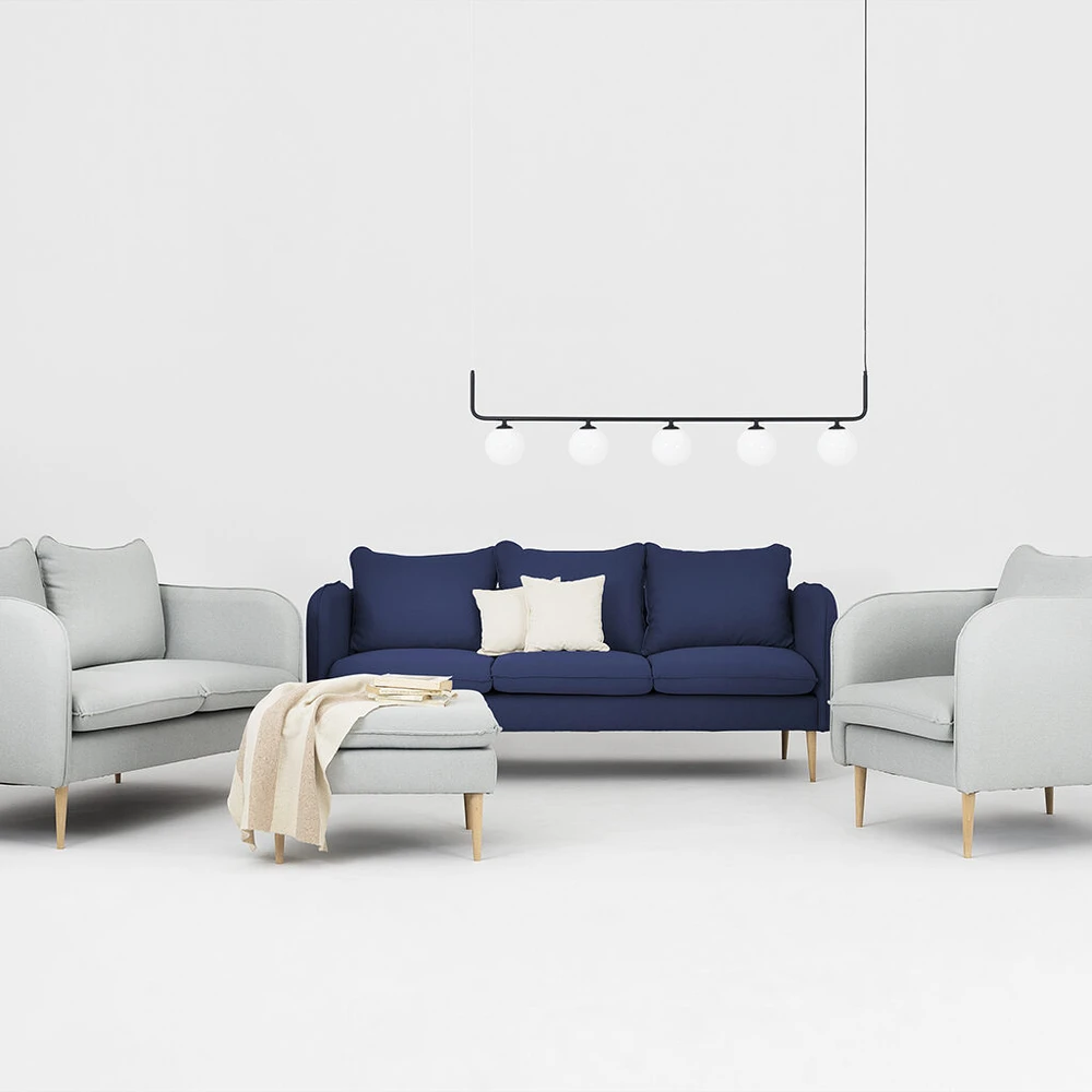 Customform Sofa, POSH WOOD 3 vietų, 89x205 cm, Rašalinė