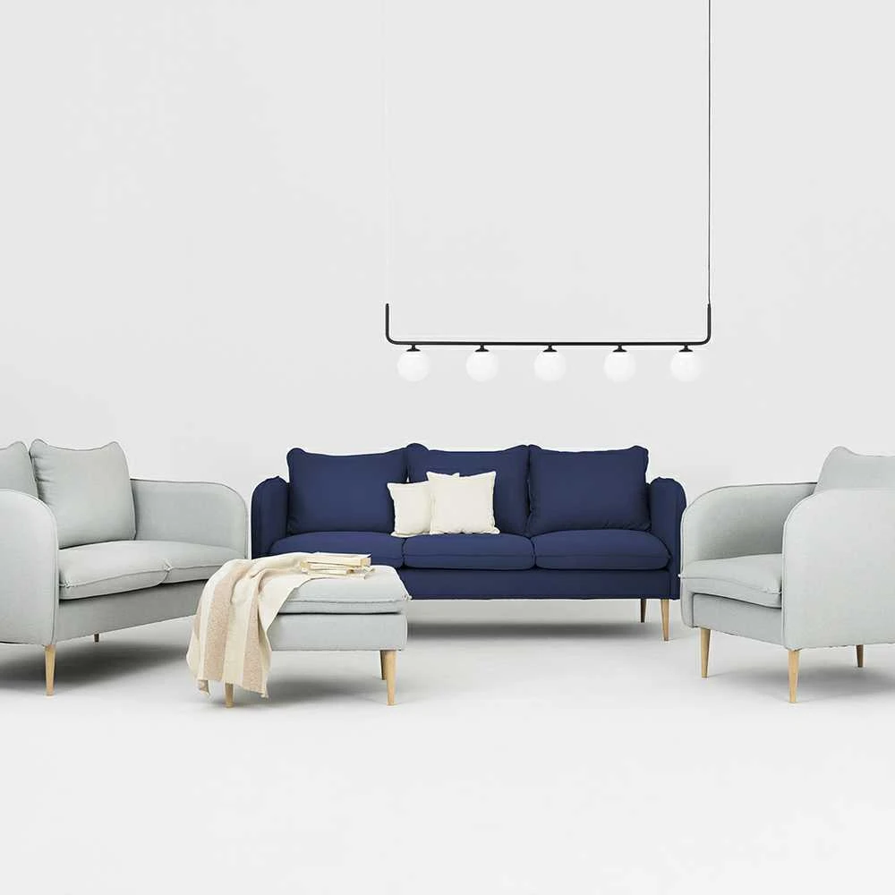 Customform Sofa, POSH WOOD 3 vietų, 89x205 cm, Rašalinė