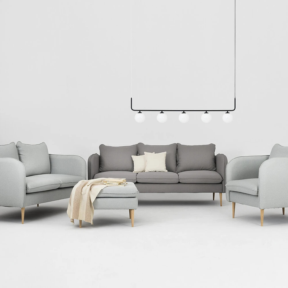 Customform Sofa, POSH WOOD 3 vietų, 89x205x90 cm, Pilka