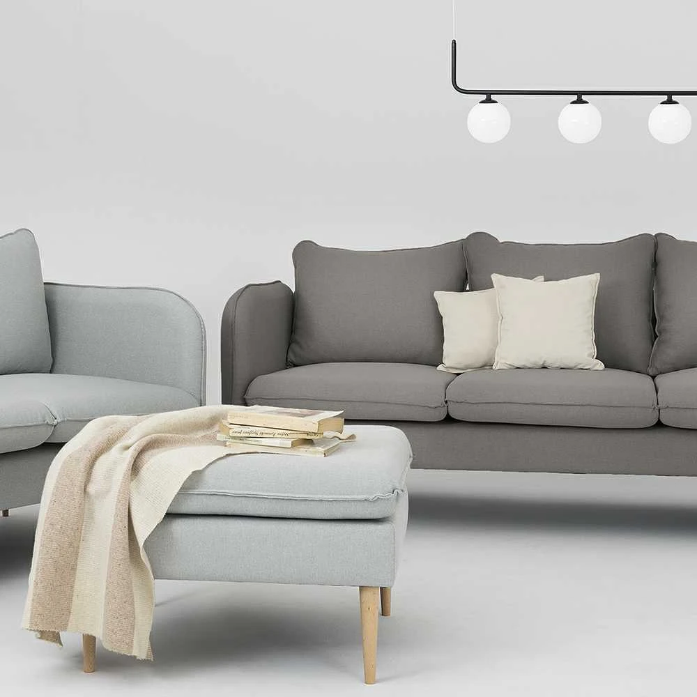 Customform Sofa, POSH WOOD 3 vietų, 89x205x90 cm, Pilka