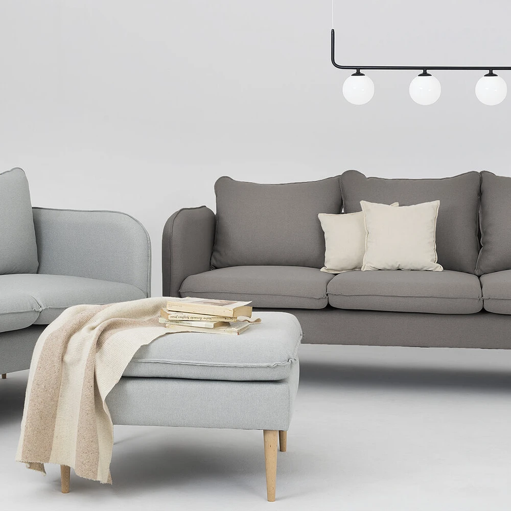 Customform Sofa, POSH WOOD 3 vietų, 89x205x90 cm, Pilka