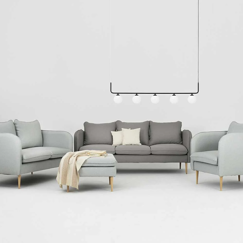 Customform Sofa, POSH WOOD 3 vietų, 89x205x90 cm, Pilka