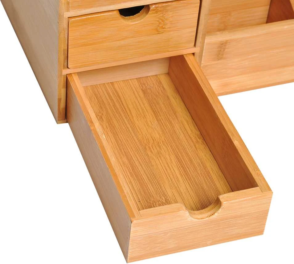 HOMCOM stalo organizatorius, biuro daiktadėžė su 2 stalčiais, tvarkai ir organizavimui, natūrali, I33 x P20,5 x A15,5 cm