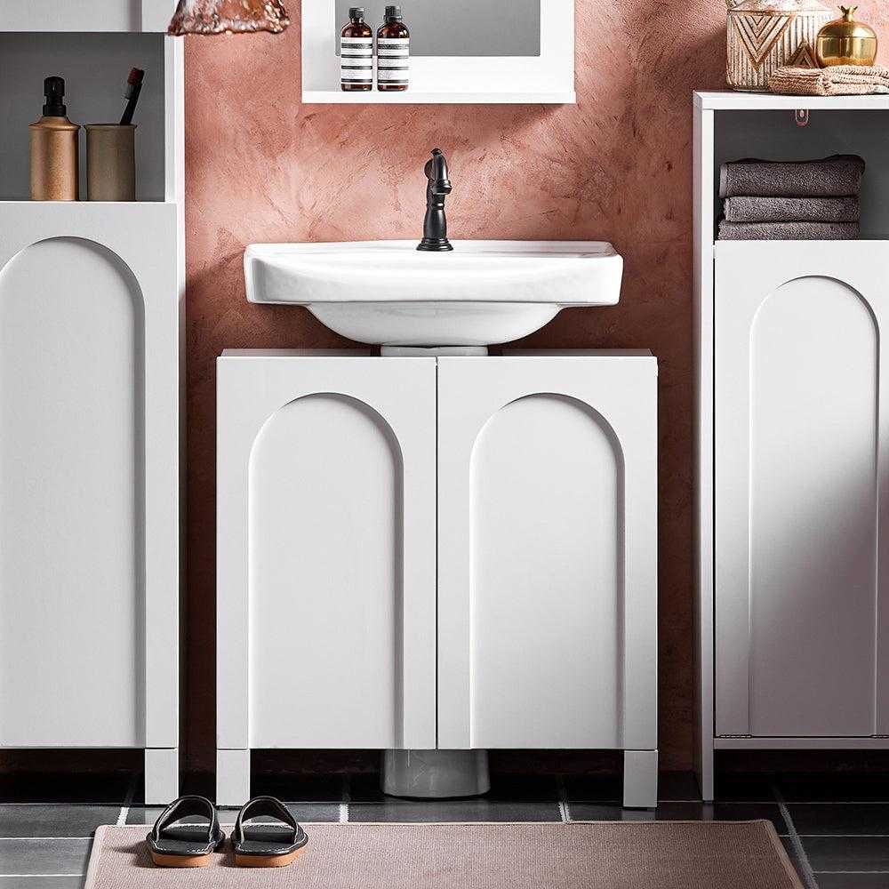 Sobuy Vanity Unit Vonios kambario baldai su 2 durimis BZR164-W