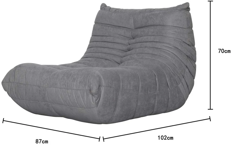 Didelis fotelis, 87 x 70 x 102 cm, Nua, pilkas