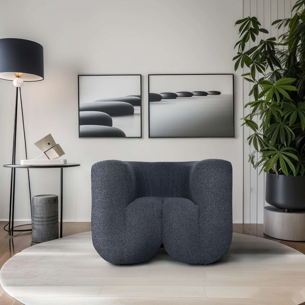 Dizaino fotelis, Nua, 100 x 75 x 85 cm, grafito juoda