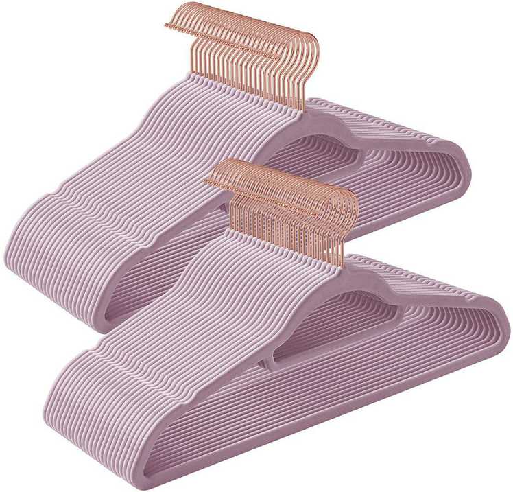 Songmics 50 aksominių drabužių pakabų rinkinys, minkštos violetinės spalvos