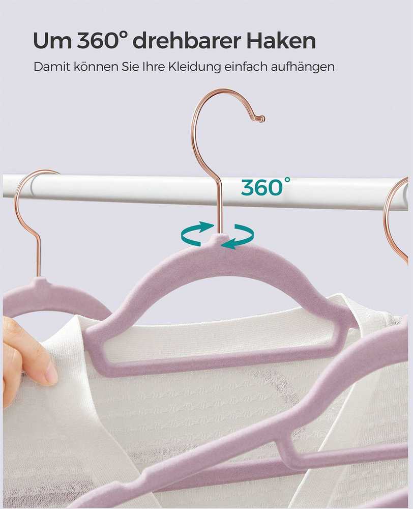 Songmics 50 aksominių drabužių pakabų rinkinys, minkštos violetinės spalvos