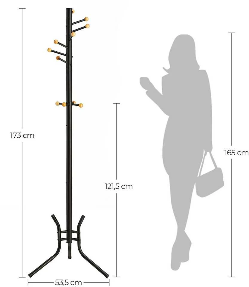 Songmics Drabužių kabykla su kabliukais RCR028B01, juoda