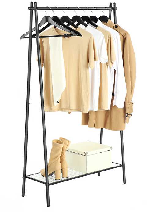 SONGMICS pastatoma drabužių kabykla su lentyna, 92,5 x 33,5 x 155 cm, HSR23BK
