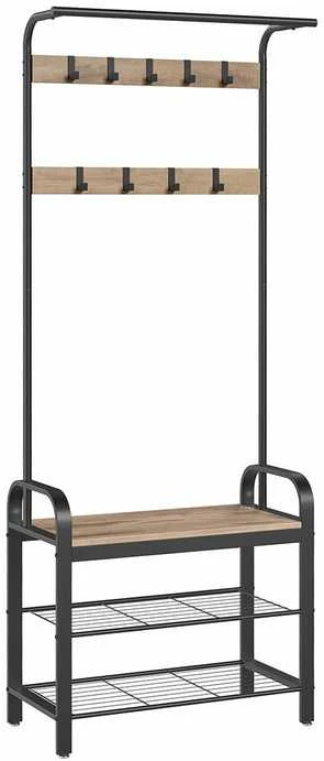 Songmics Vasagle Drabužių lentyna su 9 nuimamais kabliukais 33,7 x 72 x 183 cm