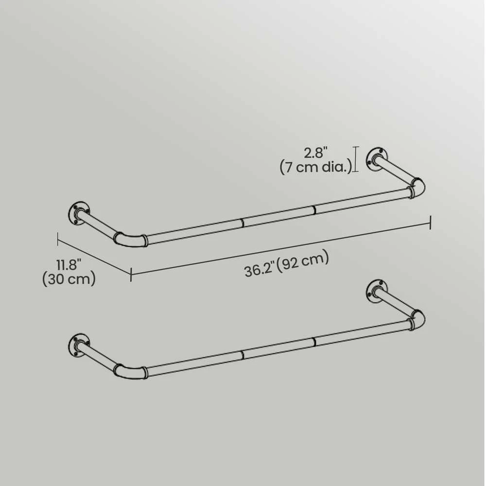 Songmics Drabužių strypas, 92x30x7,5 cm, Juodas