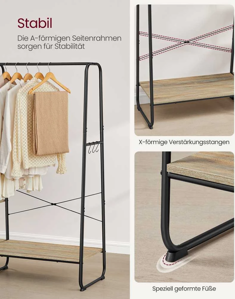 Songmics Drabužių stovas, 45x120x160 cm, turkio rudos spalvos