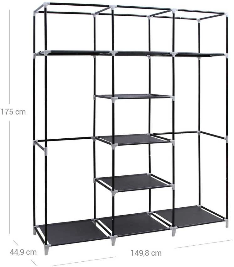 Songmics Didelė medžiaginė spinta 175 x 150 cm Pilka