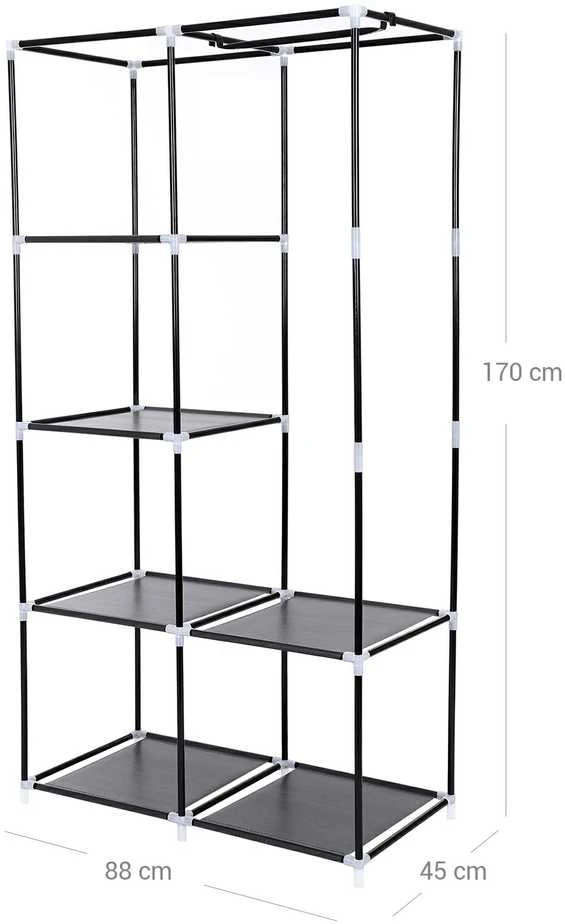Songmics Audinys drabužių spinta 170 x 88 cm juoda
