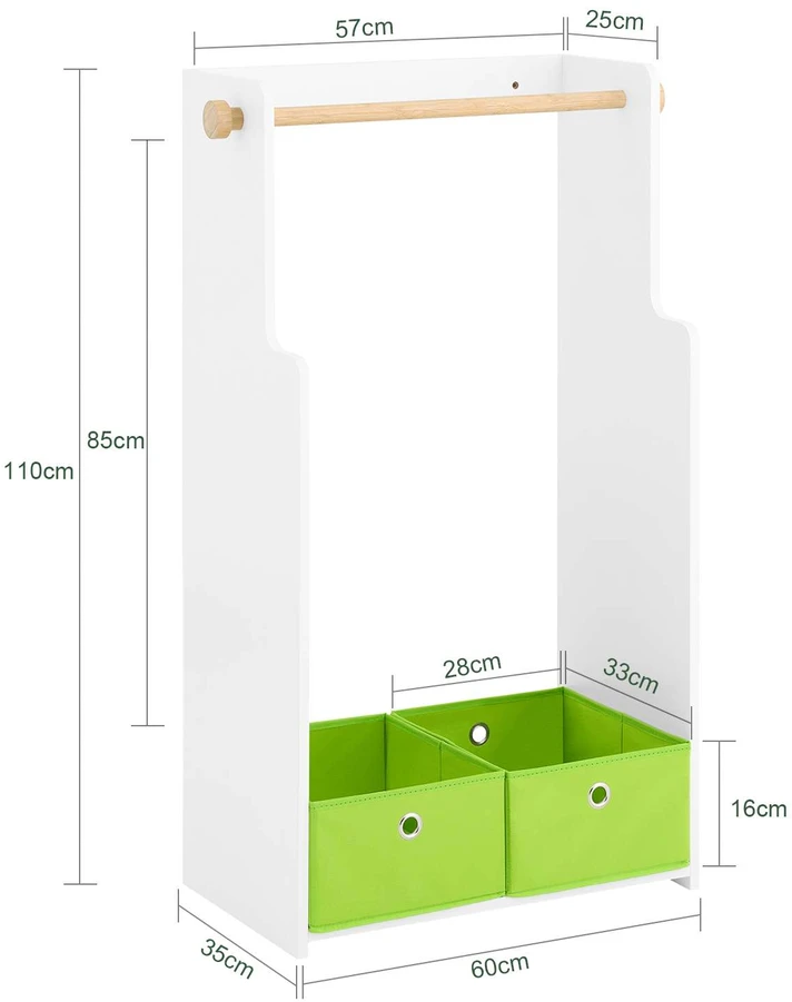 Drabužių stovas, SoBuy KMB109-W, 60x35x110 cm, baltas