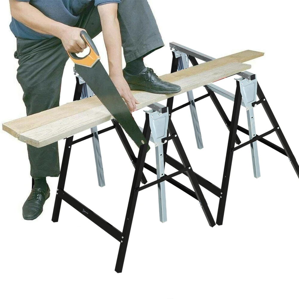 DURHAND pjūklo arklys reguliuojamo aukščio, sulankstomas, metalinis, juodas, 68x56x80-130 cm, iki 200 kg keliamoji galia