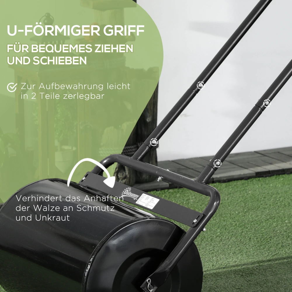 Durhand Outsunny vejos volas su U formos rankena, 32 cm skersmens, 38 l vandens / 62 kg smėlio talpa, metalinis, juodas, 57x32,5x107 cm