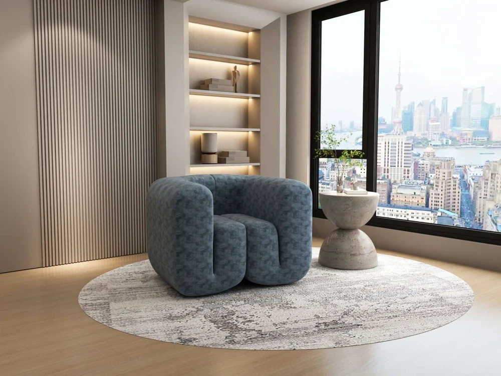 Dviejų vietų sofa Nua, 150 cm, mėlynas audinys