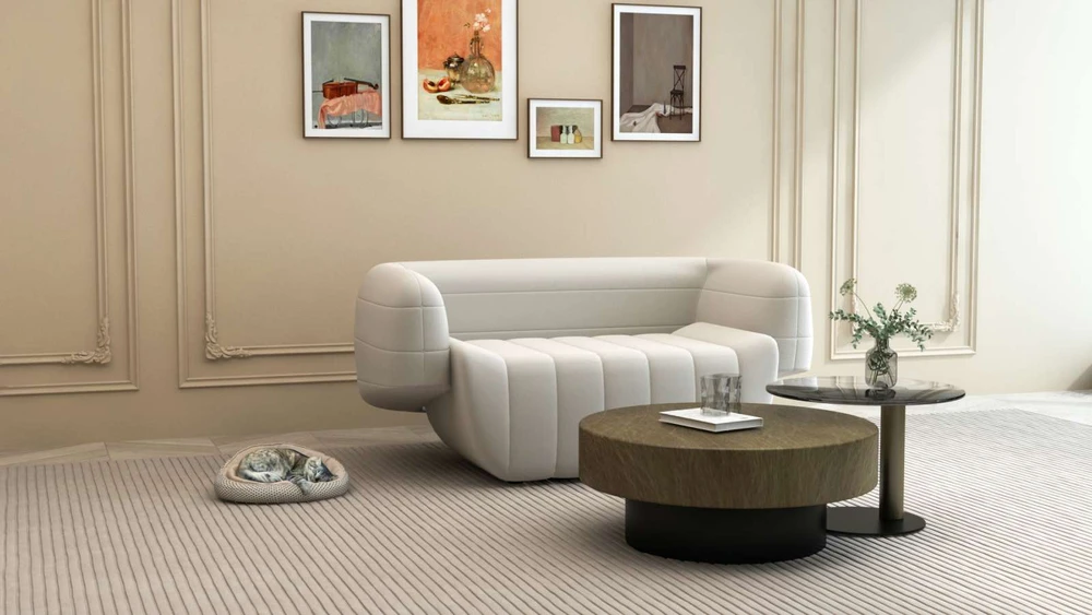 Dvivietė sofa, Nua, balta