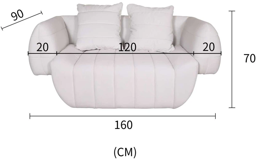 Dvivietė sofa, Nua, balta