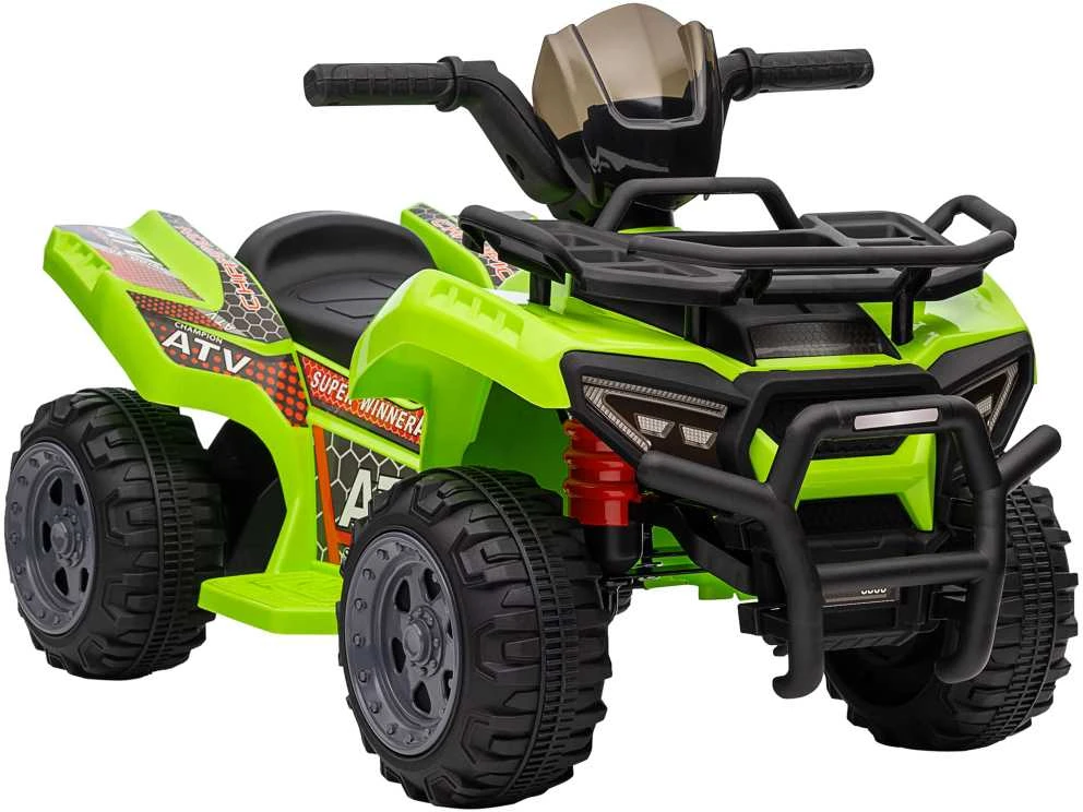 HOMCOM mini elektrinis keturratis vaikams, ATV vaikiškas automobilis su priekiniu žibintu, vaikiškas motociklas 18-36 mėnesių vaikams, žalias