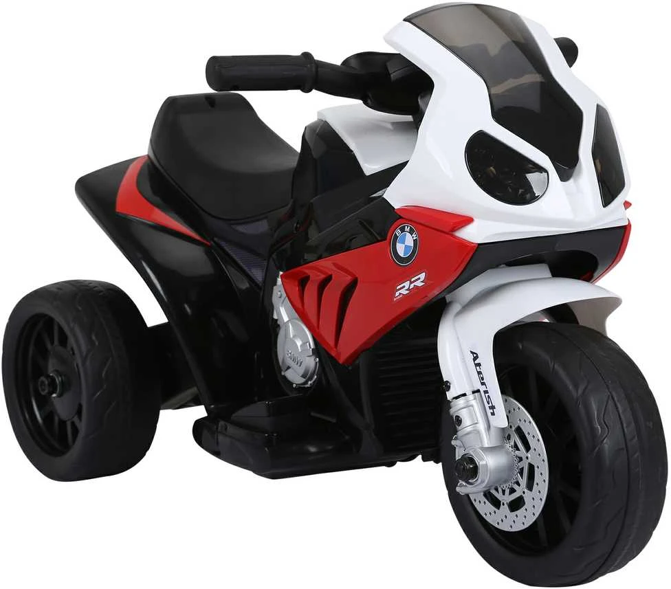 HOMCOM BMW S1000RR licencijuotas elektrinis triratis, vaikiškas motociklas su akumuliatoriumi, vaikiška transporto priemonė, plienas, raudona, 66x37x44 cm