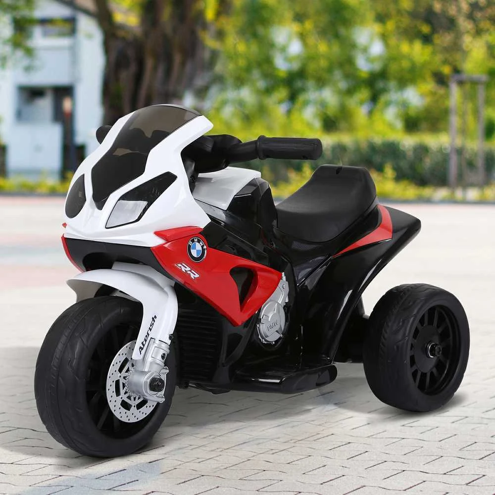 HOMCOM BMW S1000RR licencijuotas elektrinis triratis, vaikiškas motociklas su akumuliatoriumi, vaikiška transporto priemonė, plienas, raudona, 66x37x44 cm