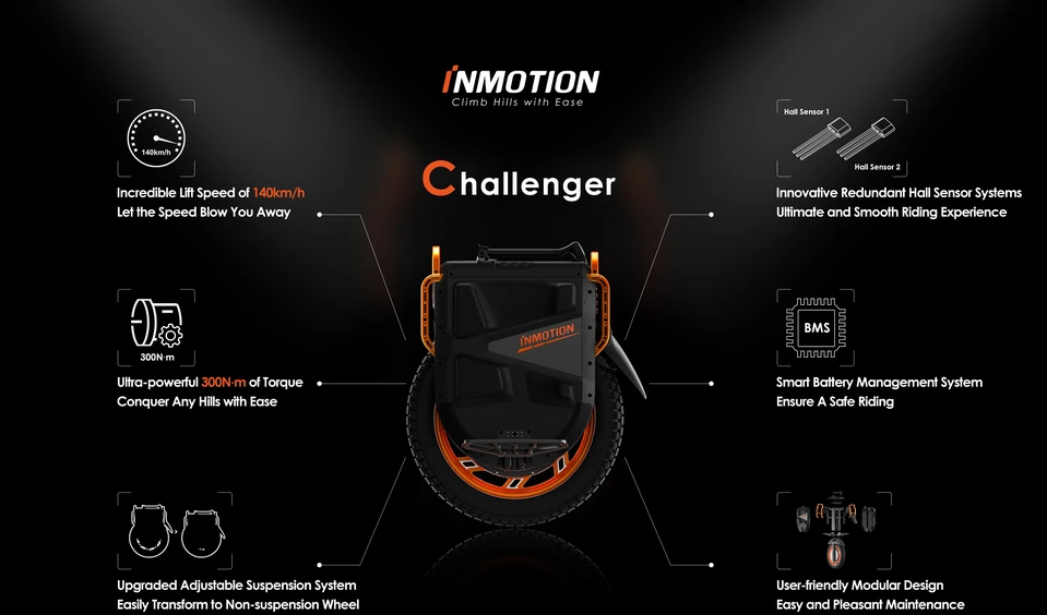 Elektrinis vienratis InMotion V13 Challenger juodas