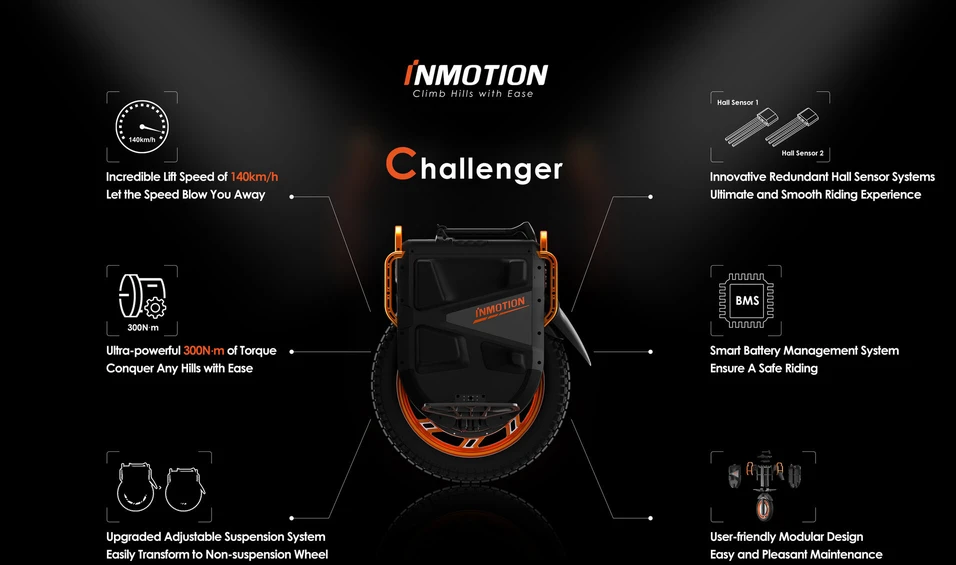 Elektrinis vienratis InMotion V13 Challenger juodas
