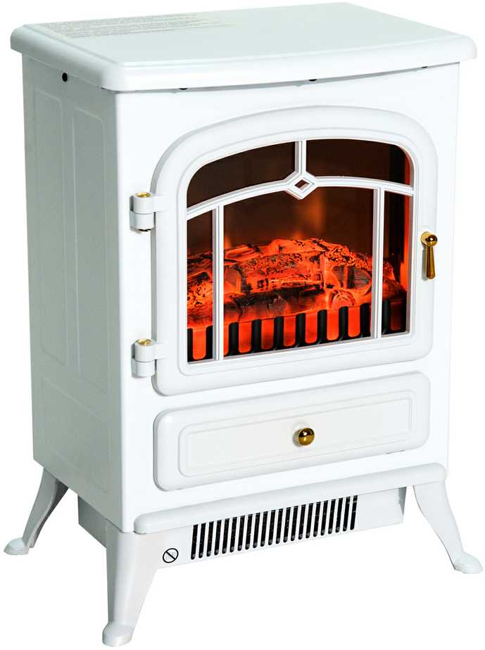 HOMCOM Elektrinis židinys Liepsnos efektas 950/1850 W Apsauga nuo perkaitimo Balta 41,5 x 28 x 54,8 cm