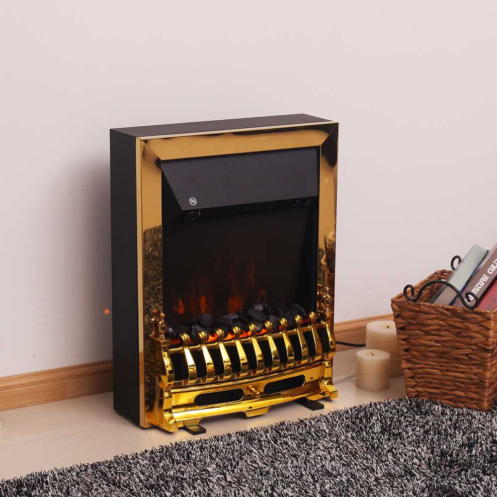 Homcom Elektrinis židinys 1000/2000W 48,2 x 18,5 x 59,2 cm - Auksinis