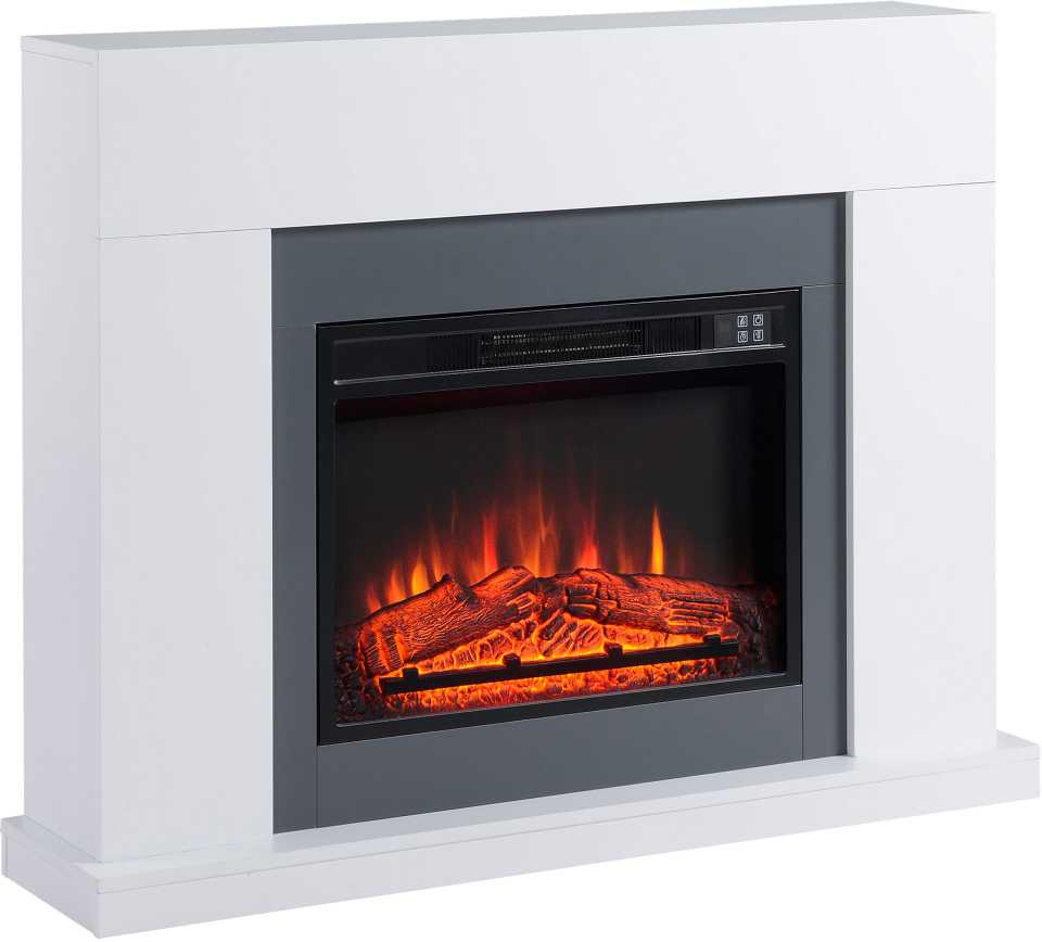HOMCOM LED elektrinis židinys Stovintis židinys Krosnelė su liepsnos efektu 1800/2000W Vidaus šildymas Dekoratyvinis židinys MDF Baltas 113x26,6x87,5cm, suteikiantis jaukumo