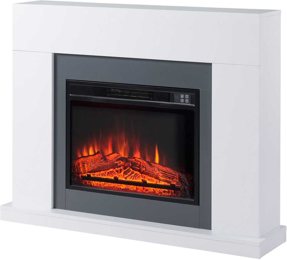 HOMCOM LED elektrinis židinys Stovintis židinys Krosnelė su liepsnos efektu 1800/2000W Vidaus šildymas Dekoratyvinis židinys MDF Baltas 113x26,6x87,5cm, suteikiantis jaukumo
