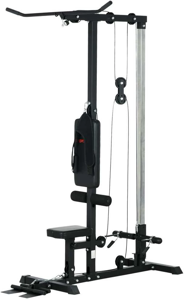 SPORTNOW daugiafunkcė jėgos treniruoklių stotis namams, su skersiniu nugaros treniruotėms ir lynų sistema, su svoriais iki 50 kg, skirta sporto salėms namuose