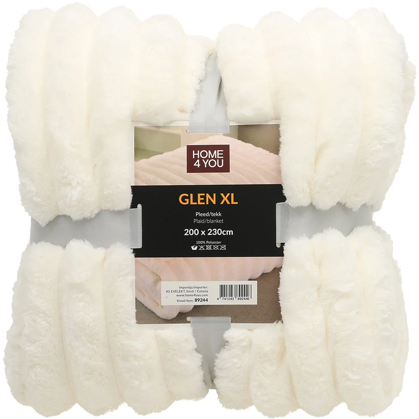 Home4You Pledas GLEN XL 200x230cm, baltas