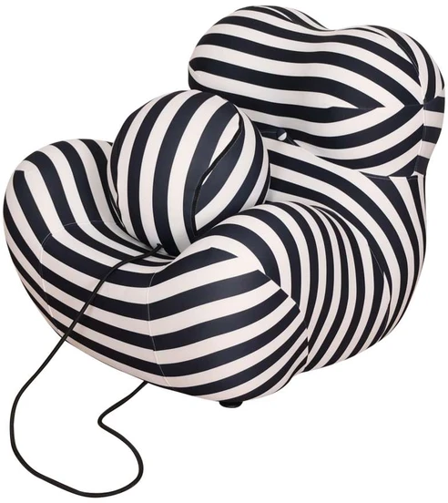 Fotelis Kėdė su pufu, Nua, 76x68x63 cm, 32x32x32 cm, Juoda ir Balta
