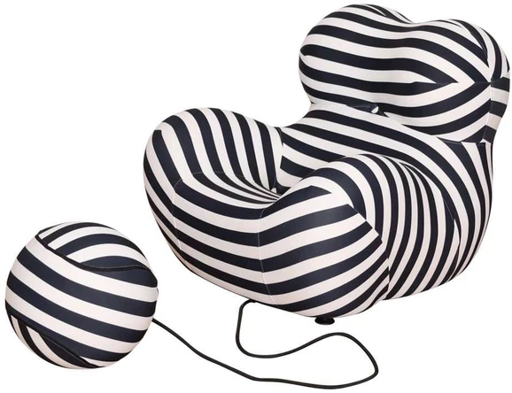 Fotelis Kėdė su pufu, Nua, 76x68x63 cm, 32x32x32 cm, Juoda ir Balta