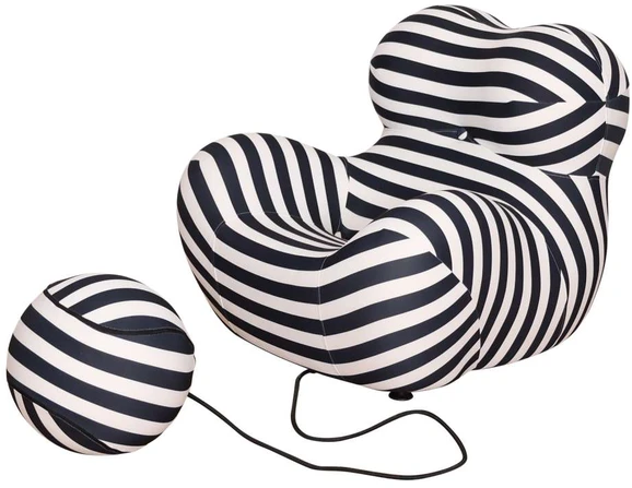 Fotelis Kėdė su pufu, Nua, 76x68x63 cm, 32x32x32 cm, Juoda ir Balta