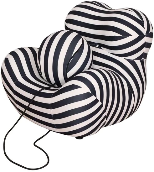 Fotelis Kėdė su pufu, Nua, 76x68x63 cm, 32x32x32 cm, Juoda ir Balta