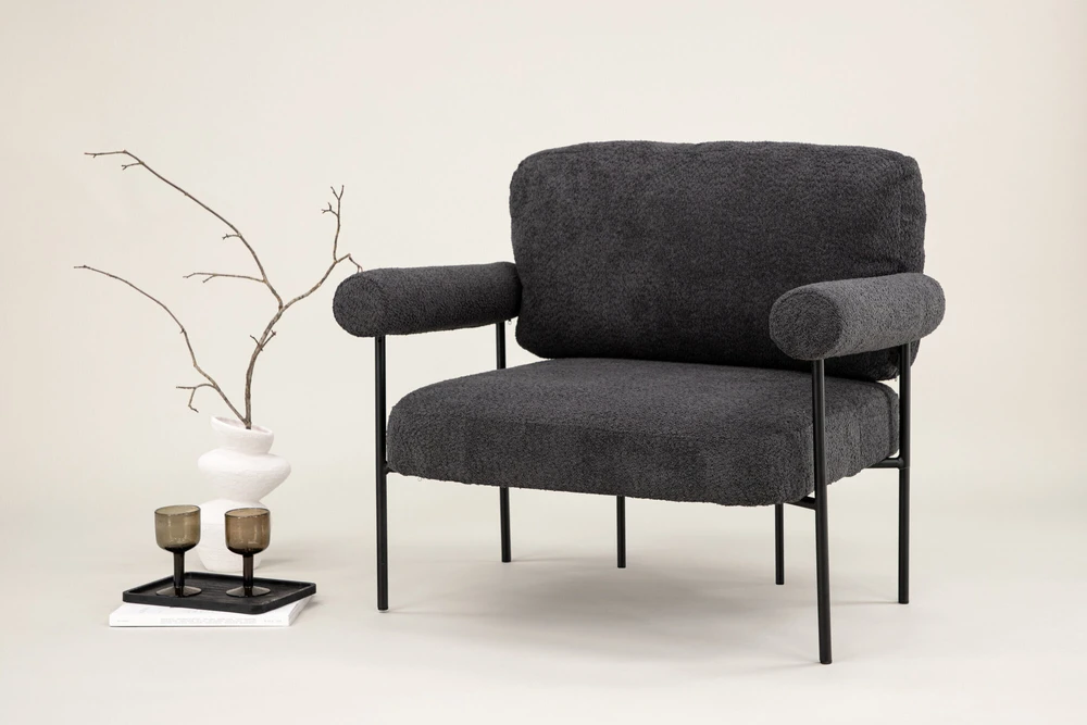 Fotelis Venture Design Rankinė kėdė, Tillberga x Josefin Lustig, 87x83x95 cm, Tamsiai pilka