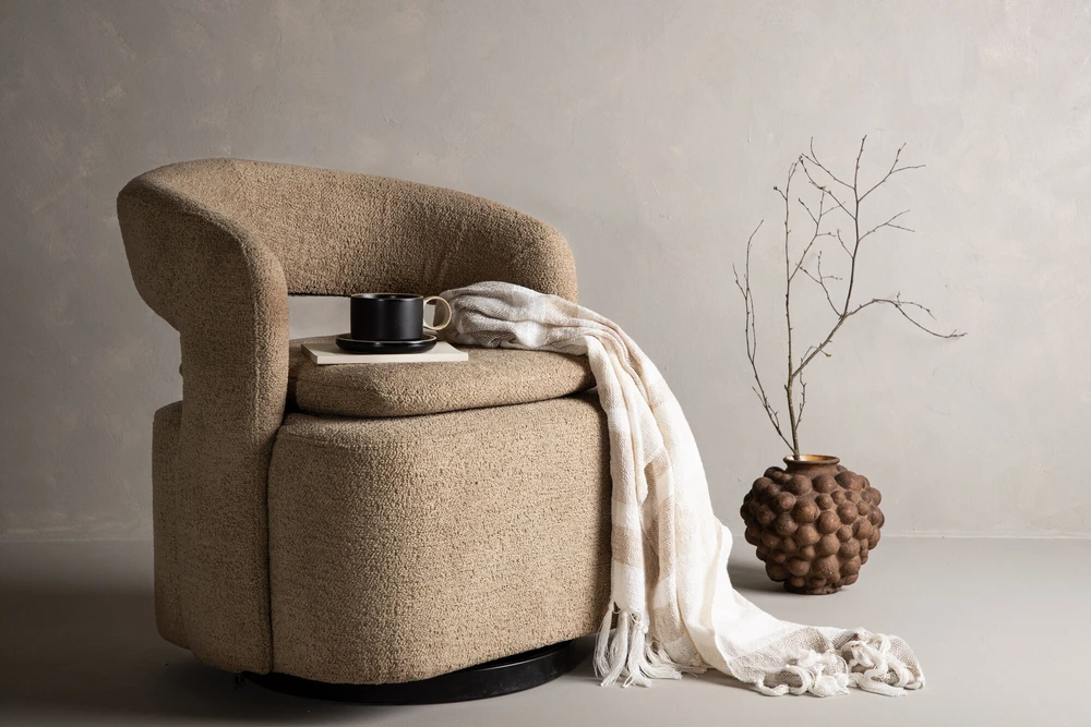 Fotelis Venture Design Vieno sėdynės sofa, Laurel, 72x75x69 cm, Bėžinės spalva
