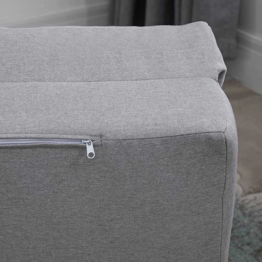 HOMCOM 2-in-1 sulankstomas grindų fotelis-lova su reguliuojamu atlošu, grindų sofa su dekoratyvine pagalve, grindų sėdimoji pagalvė svetainei, miegamajam, lininis, pilkas