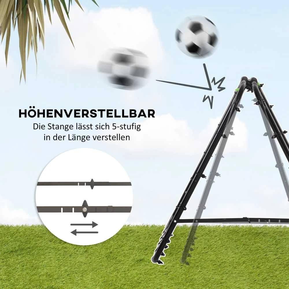 HOMCOM futbolo atšokimo sienelė, grąžinimo tinklas, dvipusis, reguliuojamas 5 padėtimis, futbolo treniruotėms, plienas, juoda, 100 x 95 x 90 cm