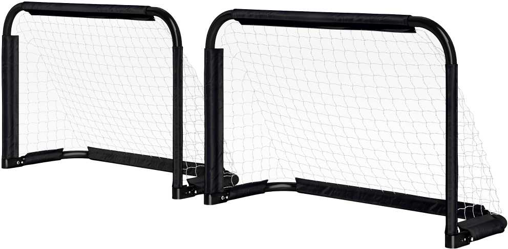 "HOMCOM" futbolo vartai 2 sulankstomų futbolo vartų rinkinys su metaliniu rėmu vaikams ir suaugusiesiems, sodo, 90 x 36 x 60 cm, juodi