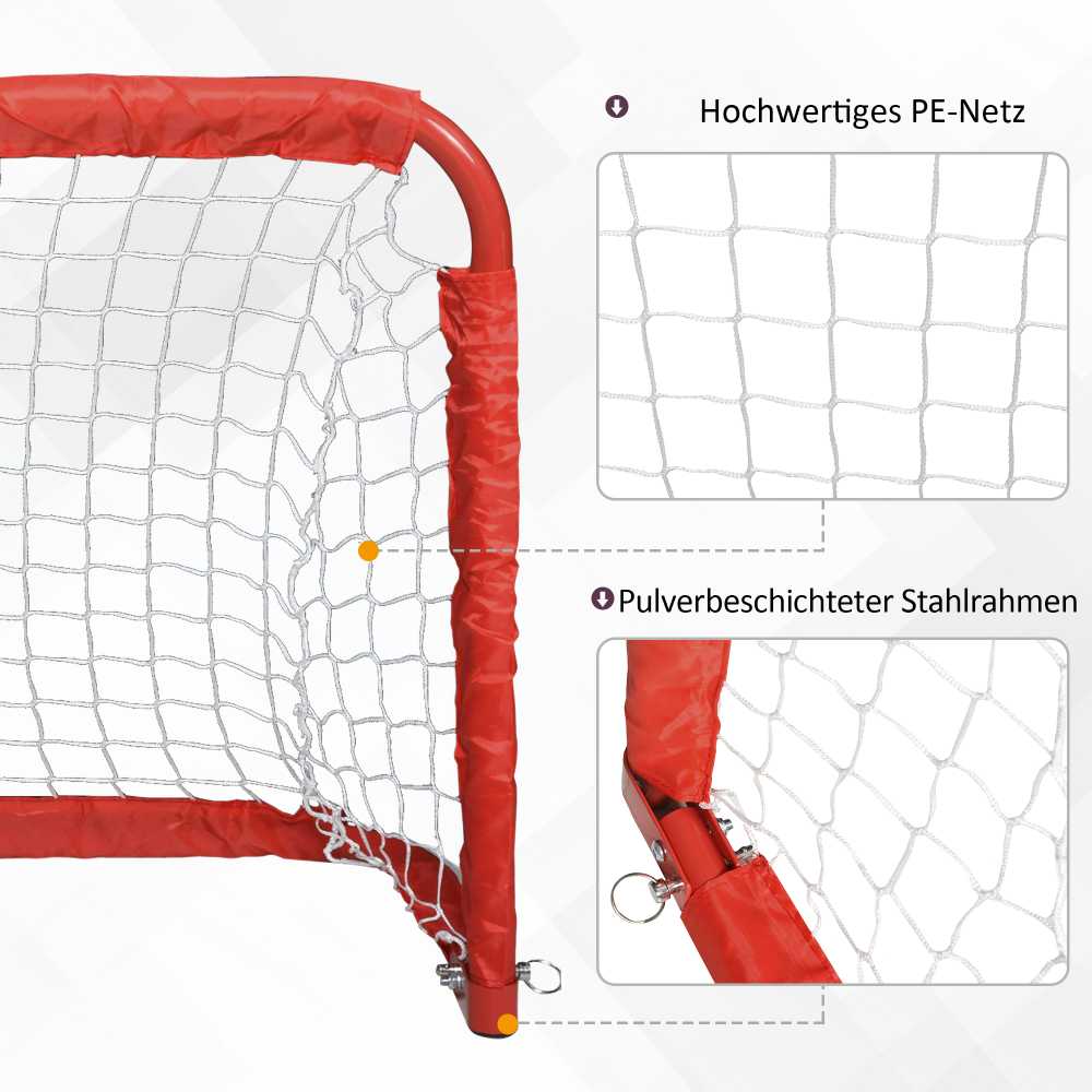 HOMCOM futbolo vartų rinkinys, 2 mini vartai, sulankstomi, plienas (Q195) ir tetrolonas, raudoni, 90x36x60 cm