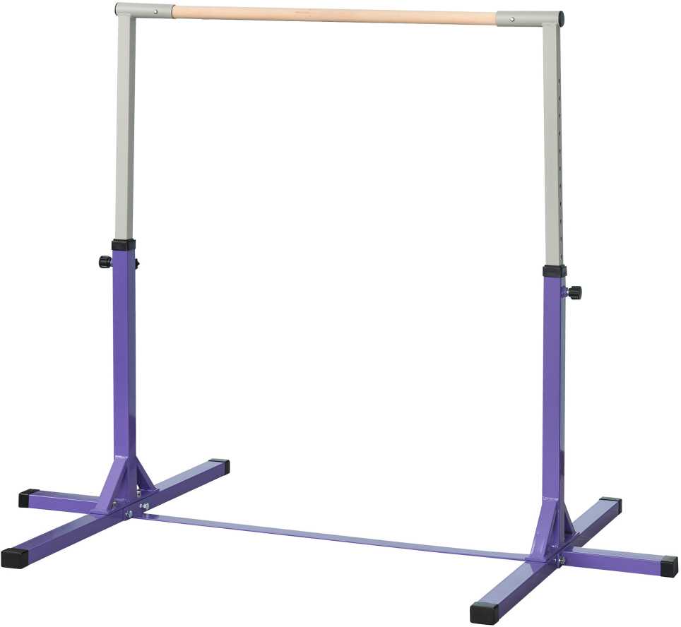HOMCOM gimnastikos horizontalusis strypas, 13 pakopų reguliuojamo aukščio horizontalusis strypas, horizontalusis strypas pagamintas iš medžio ir tvirtos plieninės konstrukcijos, apkrova iki 75 kg, skirtas 3+ vaikams, skirtas patalpoms, lauke, violetinės spalvos